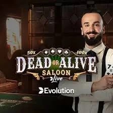 Official Live Dealer logo: Dead or Alive: Saloon by Evolution at Wolfy Casino