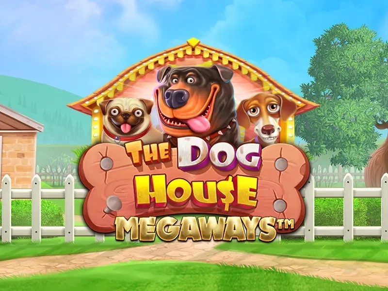 The Dog House Megaways slot logo by Pragmatic Play at Wolfy Casino